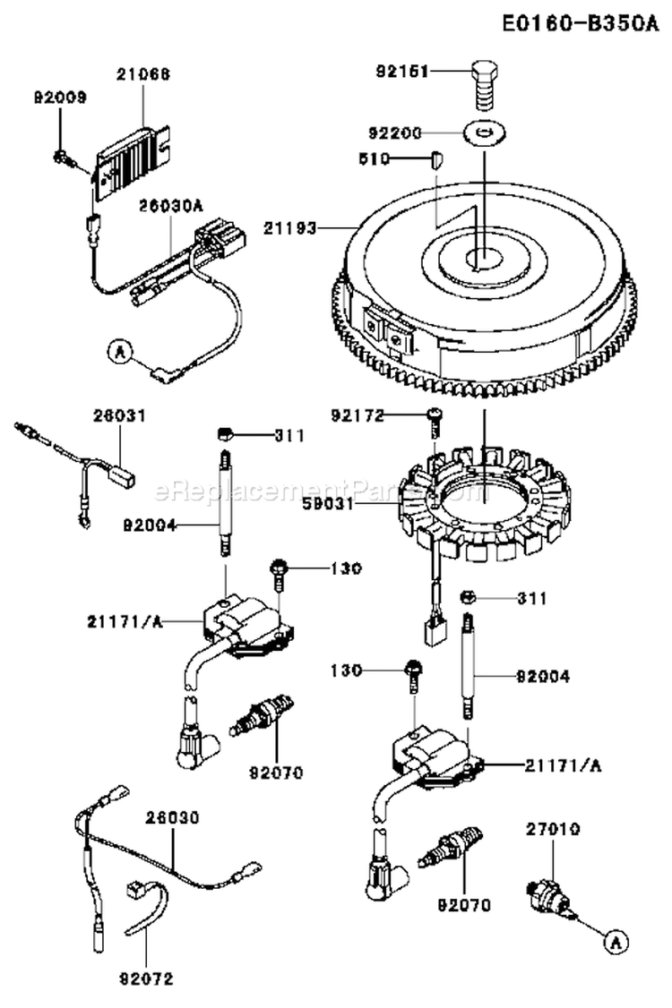 Page F Diagram and Parts List for FH721V BS40 Kawasaki Engine