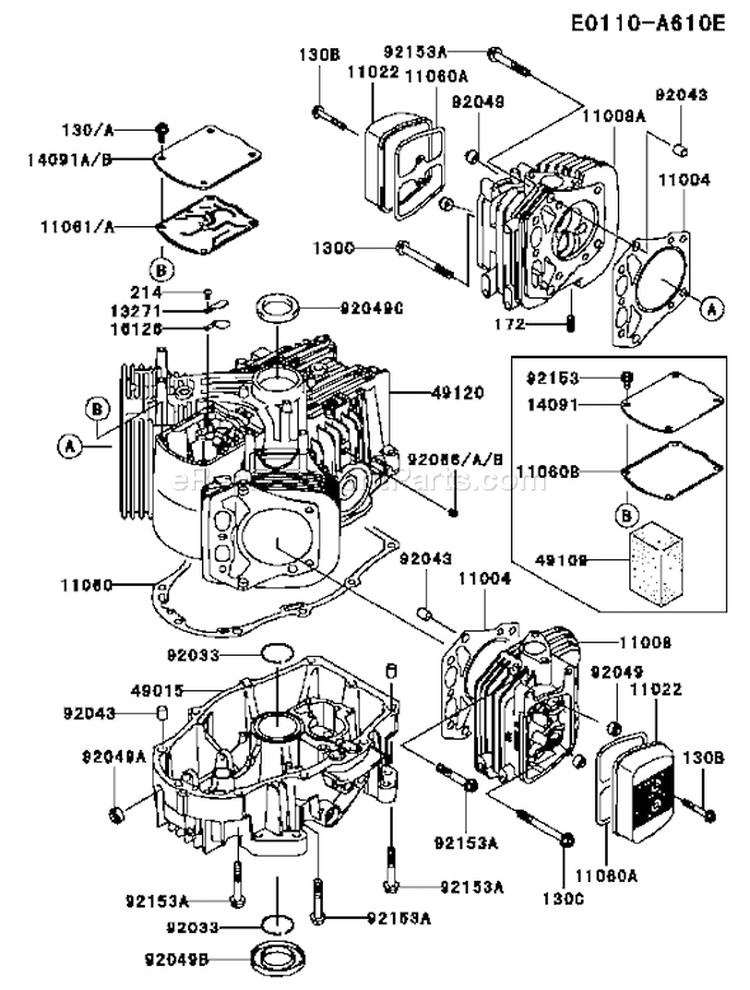 Page E Diagram and Parts List for FH721V AW04 Kawasaki Engine