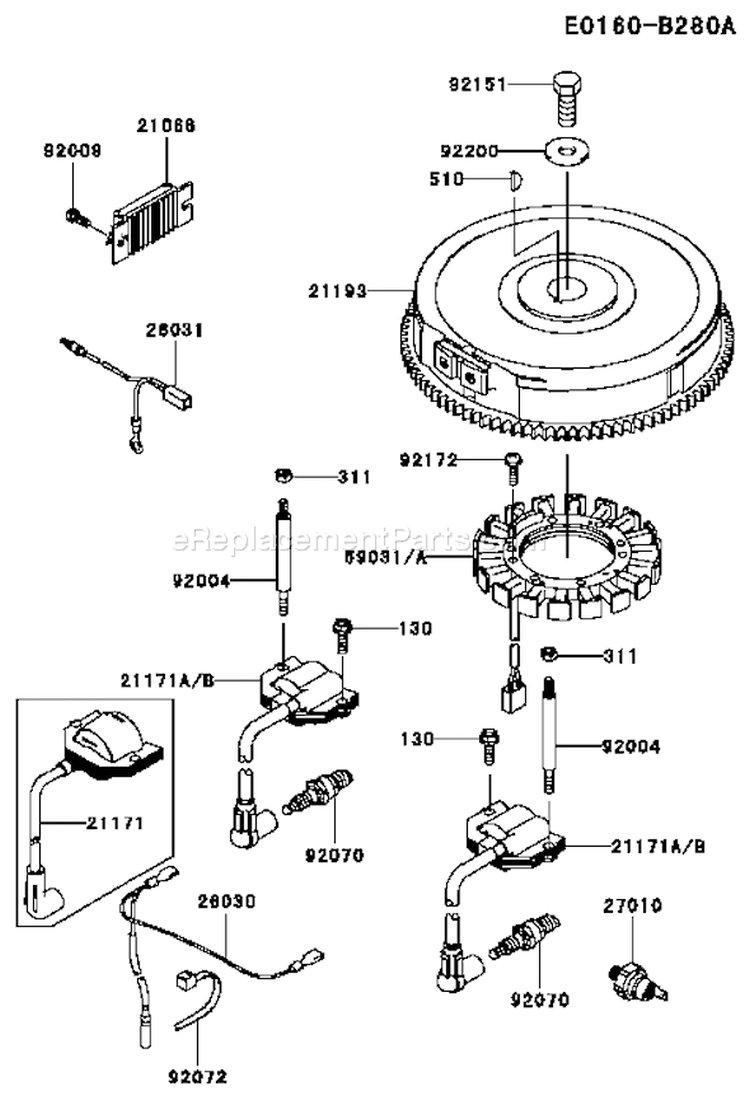 Page F Diagram and Parts List for FH721V AW04 Kawasaki Engine