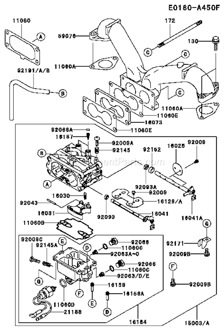 Page B Diagram and Parts List for FH721V-AS12  Kawasaki Engine