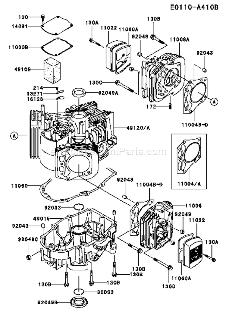 Page E Diagram and Parts List for FH721V-AS12  Kawasaki Engine