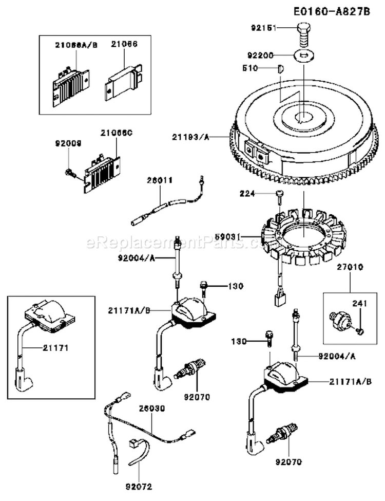 Page F Diagram and Parts List for FH721V-AS12  Kawasaki Engine