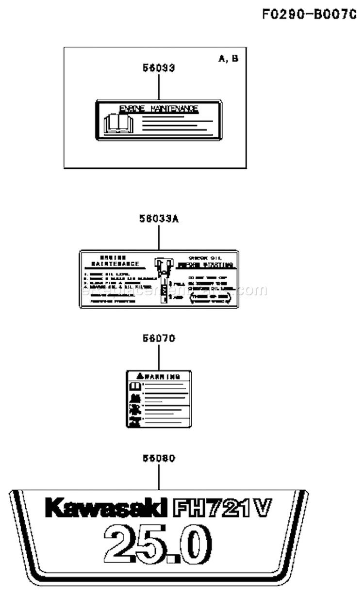 Page H Diagram and Parts List for FH721V-AS12  Kawasaki Engine