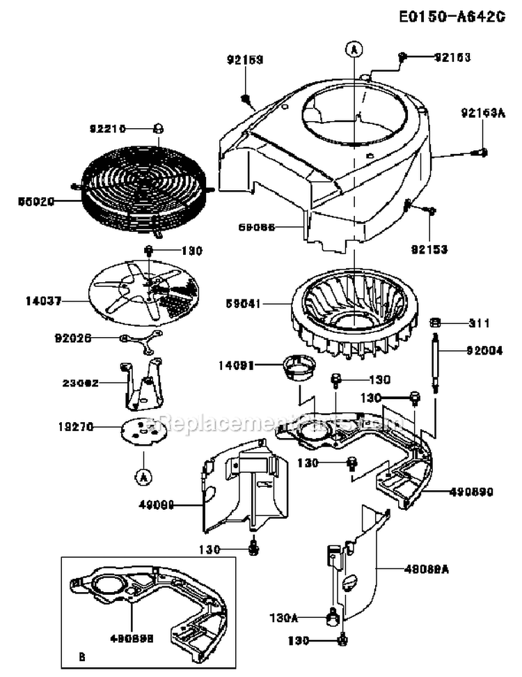 Page D Diagram and Parts List for FH721V-CS16  Kawasaki Engine