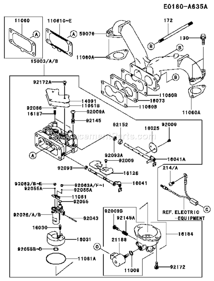 Page B Diagram and Parts List for FH680V CS20 Kawasaki Engine