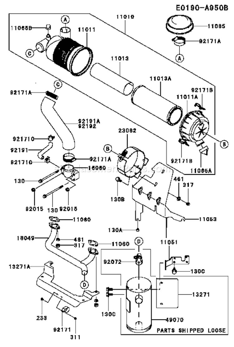Page A Diagram and Parts List for FH721V CS32 Kawasaki Engine