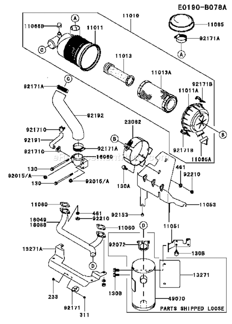 Page A Diagram and Parts List for FH721V CS35 Kawasaki Engine