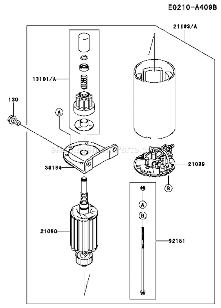 Page K Diagram and Parts List for FH680V ES22 Kawasaki Engine