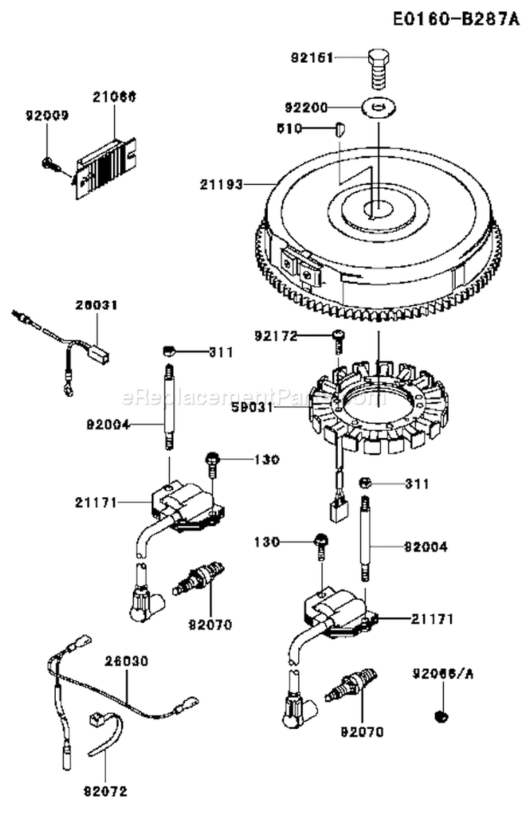Page F Diagram and Parts List for FH721V CS35 Kawasaki Engine