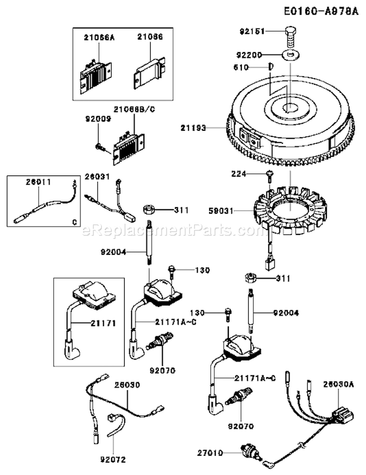 Page F Diagram and Parts List for FH721V-DS09  Kawasaki Engine