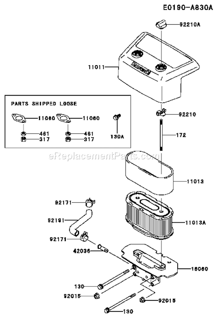 Page A Diagram and Parts List for FH721V-DS15  Kawasaki Engine