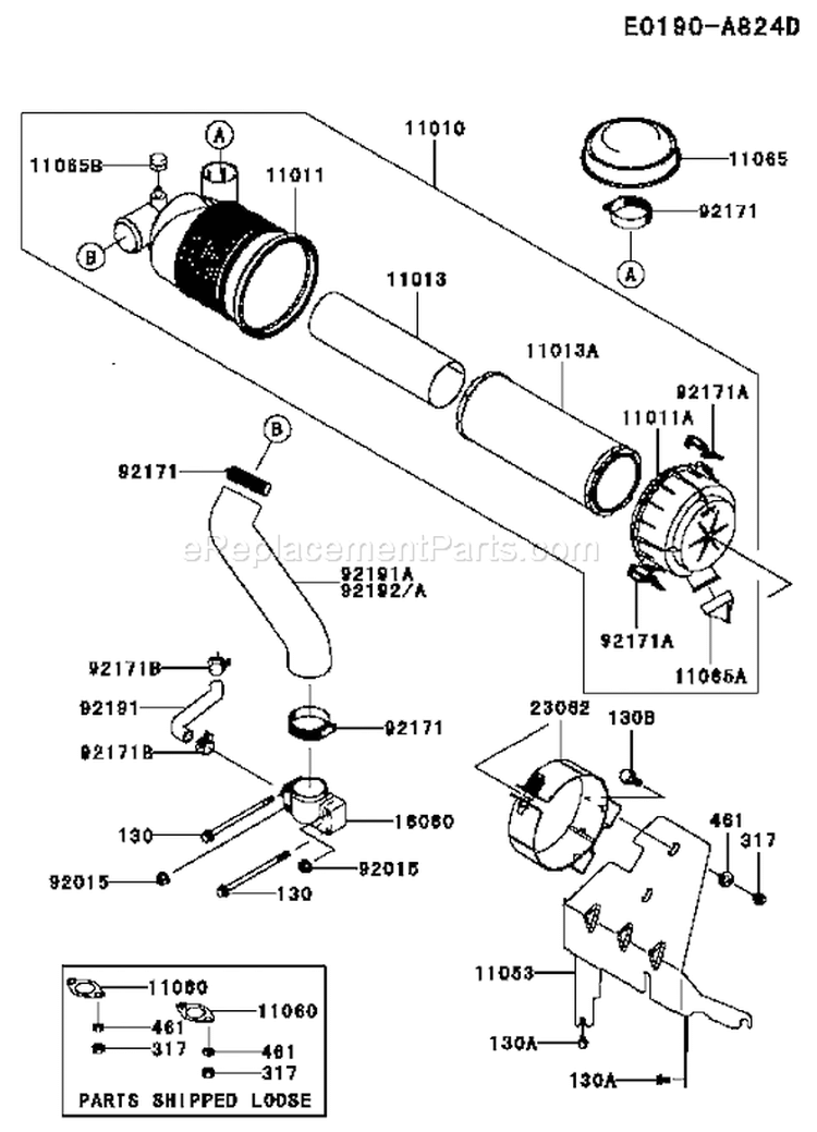 Page A Diagram and Parts List for FH721V-CS20  Kawasaki Engine