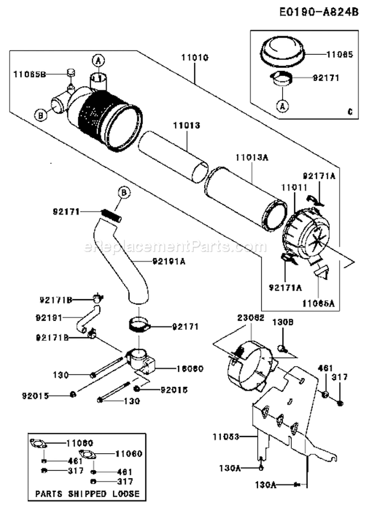 Page A Diagram and Parts List for FH721V DS21 Kawasaki Engine