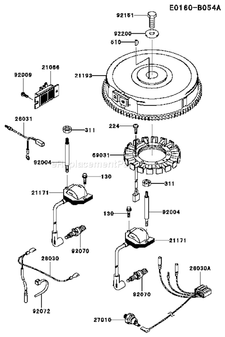 Page F Diagram and Parts List for FH721V DS21 Kawasaki Engine