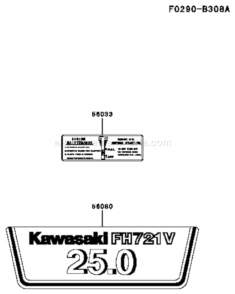 Page H Diagram and Parts List for FH721V DS22 Kawasaki Engine
