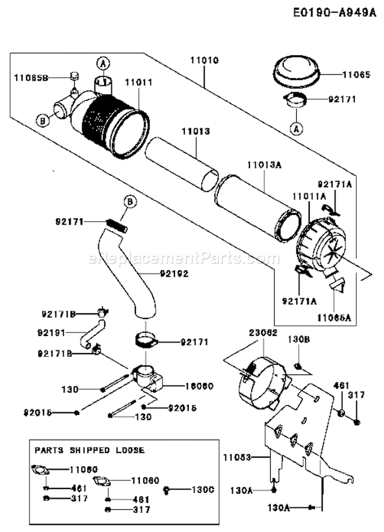 Page A Diagram and Parts List for FH721V DS23 Kawasaki Engine