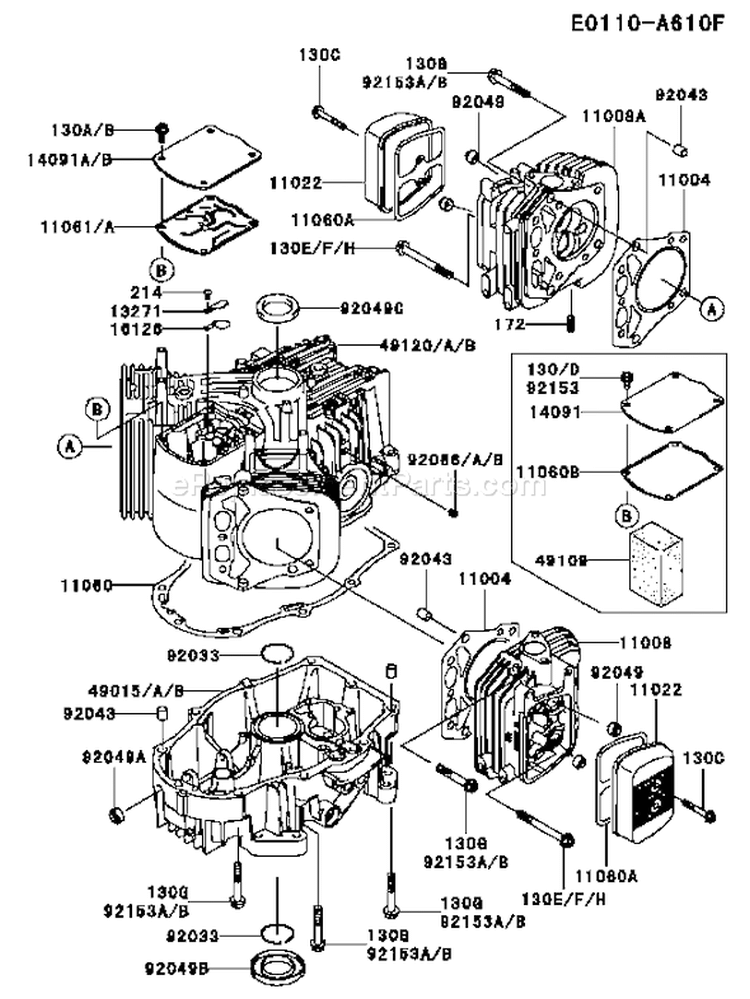 Page E Diagram and Parts List for FH721V DS33 Kawasaki Engine