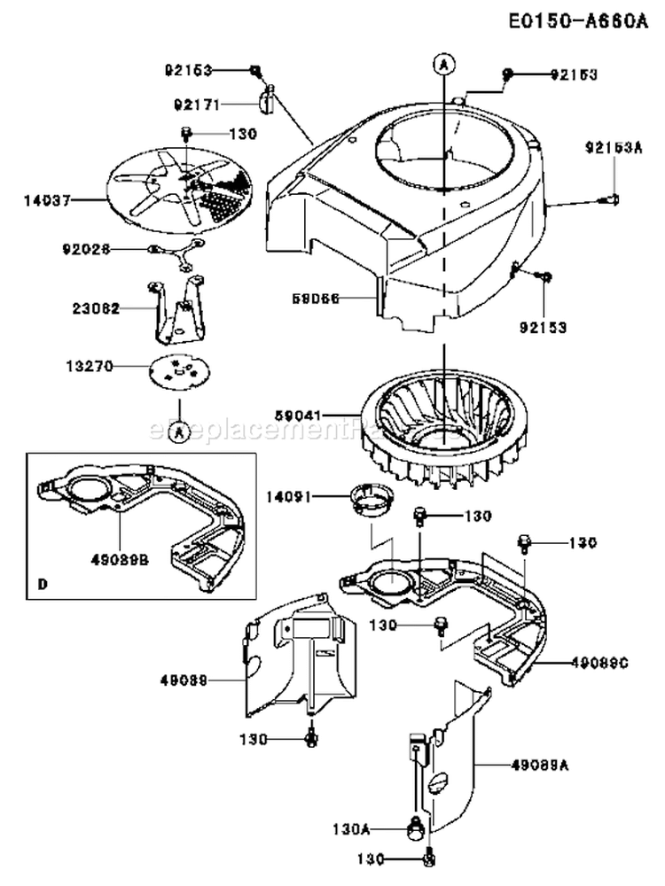 Page D Diagram and Parts List for FH721V-ES10  Kawasaki Engine