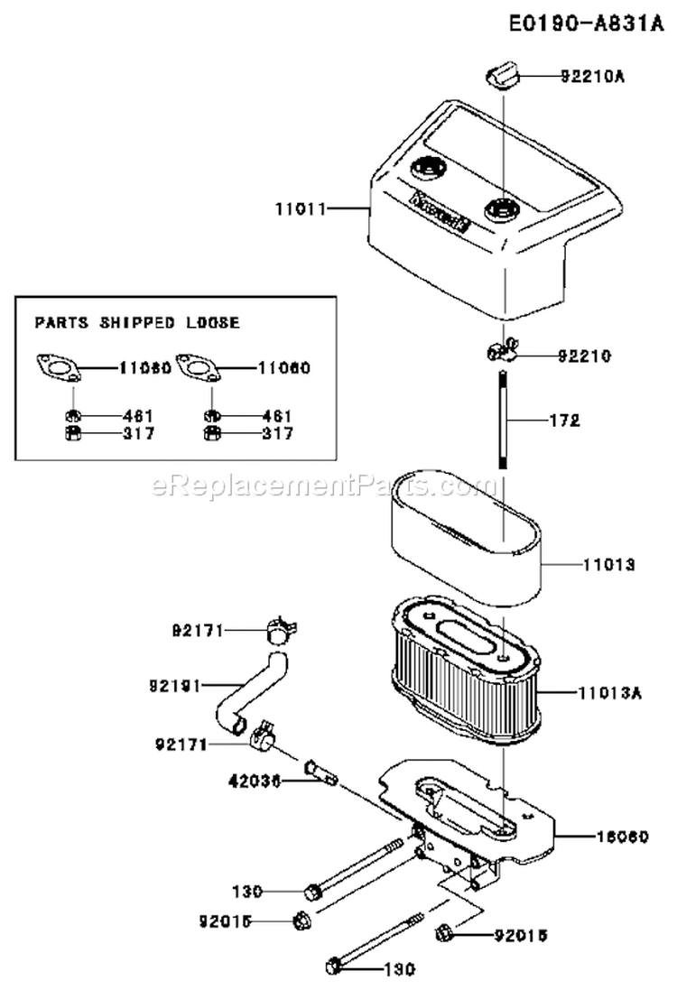 Page A Diagram and Parts List for FH721V-ES09  Kawasaki Engine