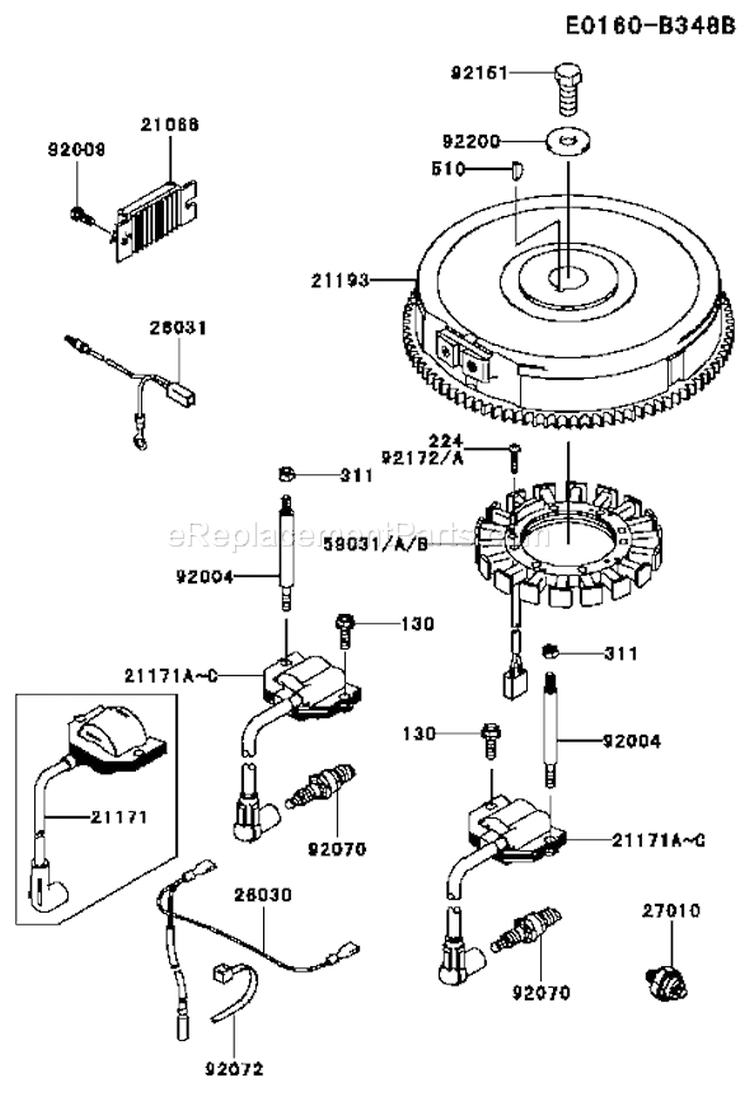 Page F Diagram and Parts List for FH721V-DS16  Kawasaki Engine
