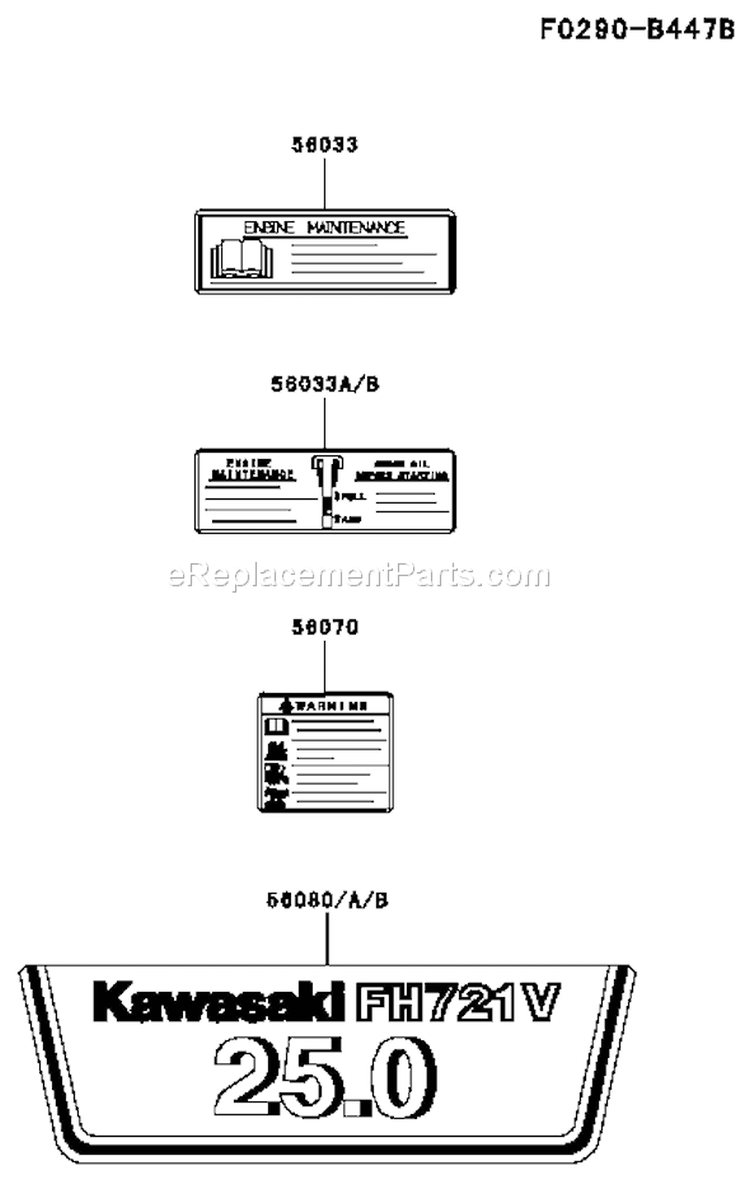 Page H Diagram and Parts List for FH721V-DS16  Kawasaki Engine