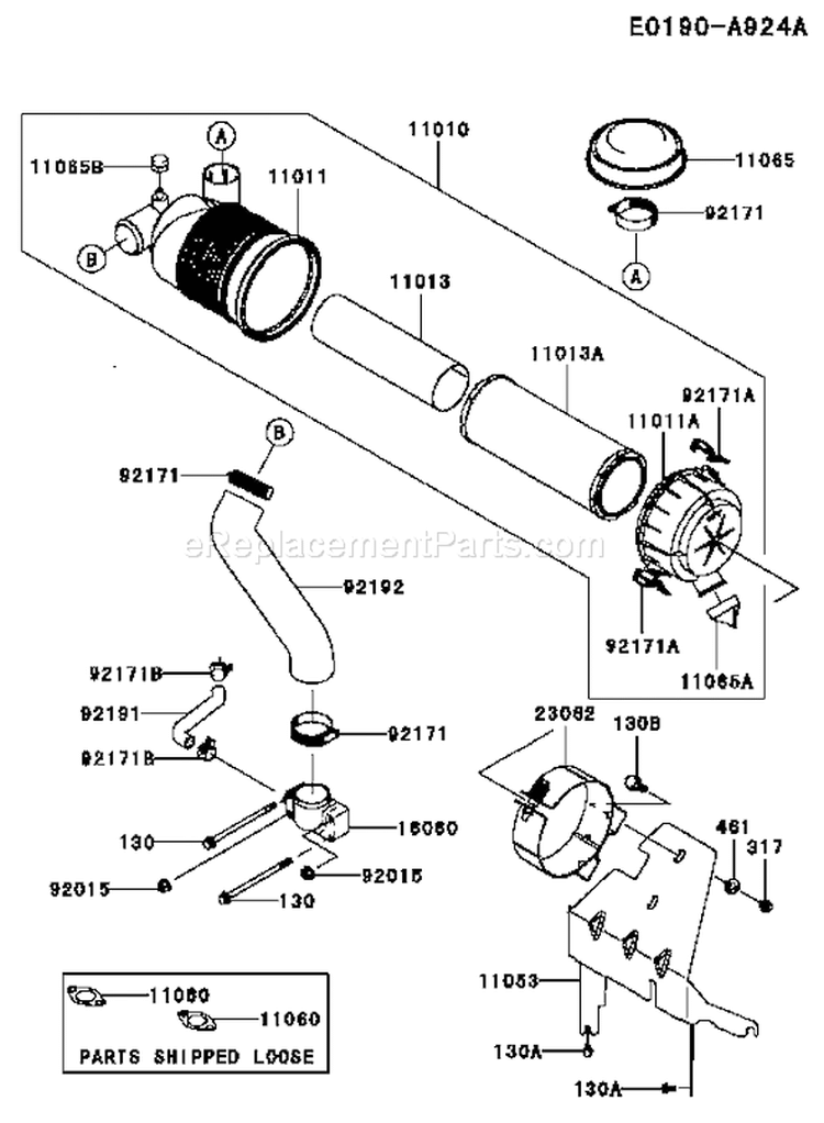 Page A Diagram and Parts List for FH721V-ES18  Kawasaki Engine