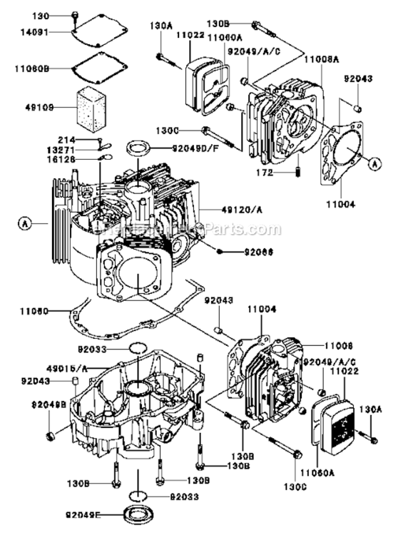 Page J Diagram and Parts List for FH721V-ES24  Kawasaki Engine