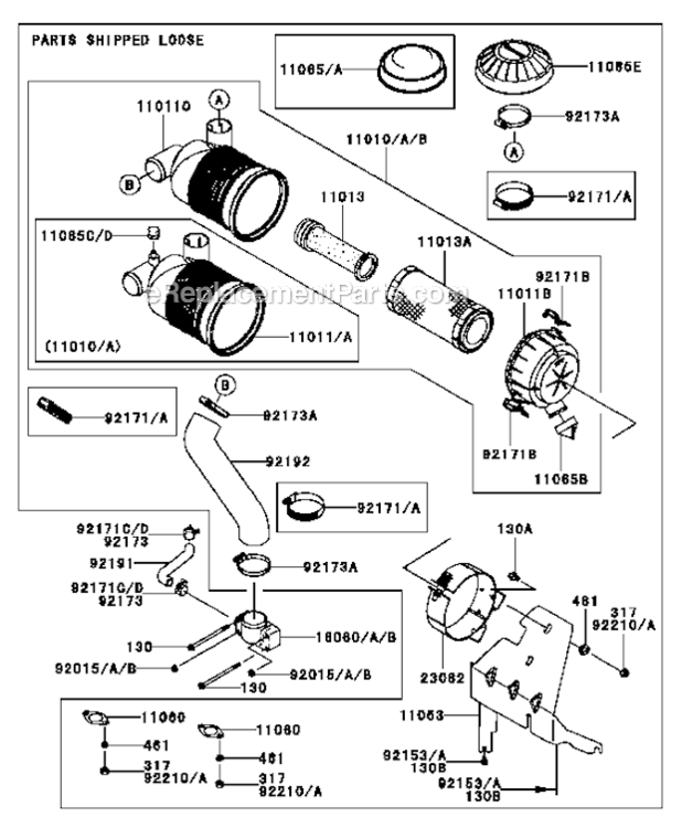 Page B Diagram and Parts List for FH721V-ES24  Kawasaki Engine