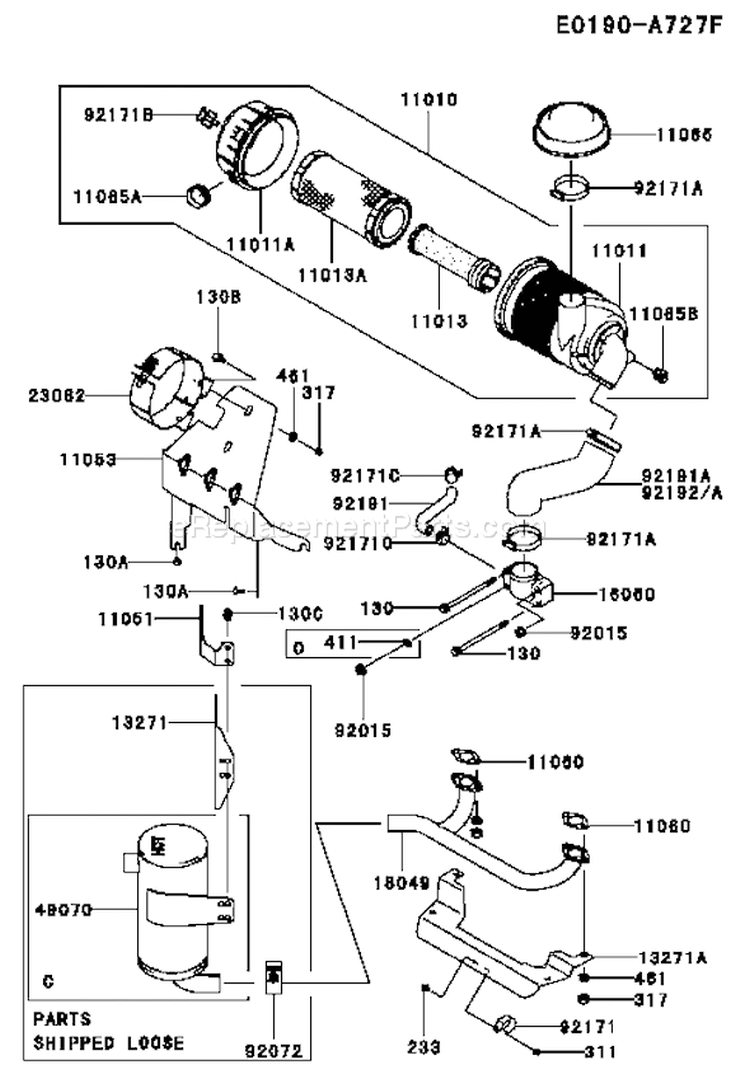 Page A Diagram and Parts List for FH721V CS29 Kawasaki Engine