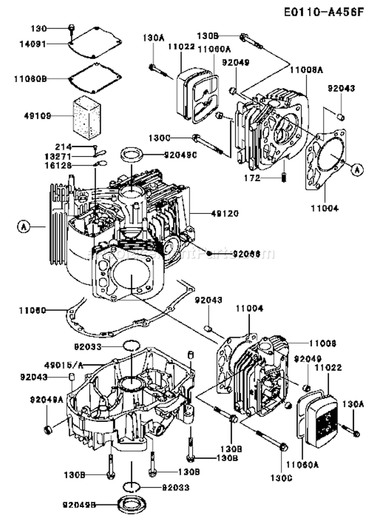 Page E Diagram and Parts List for FH721V CS29 Kawasaki Engine