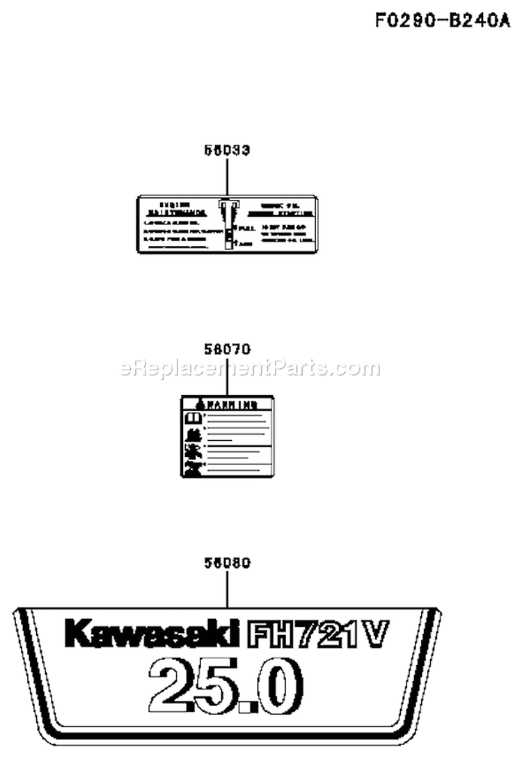 Page H Diagram and Parts List for FH721V DS23 Kawasaki Engine