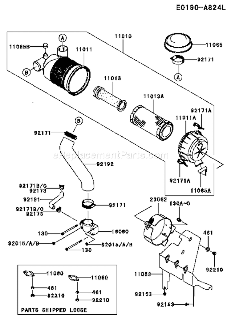 Page A Diagram and Parts List for FH721V FS27 Kawasaki Engine