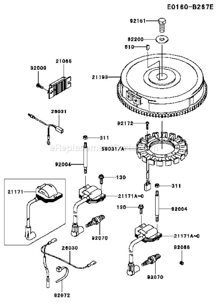 Page F Diagram and Parts List for FH721V FS27 Kawasaki Engine