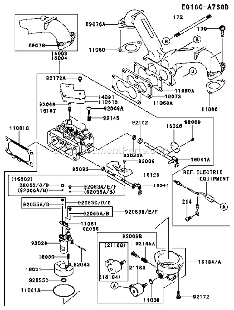 Page B Diagram and Parts List for FH721V HS21 Kawasaki Engine