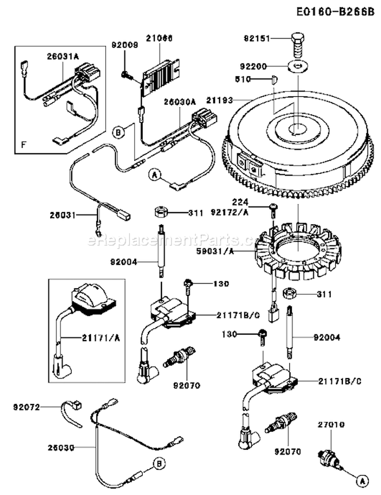 Page F Diagram and Parts List for FH721V HS21 Kawasaki Engine