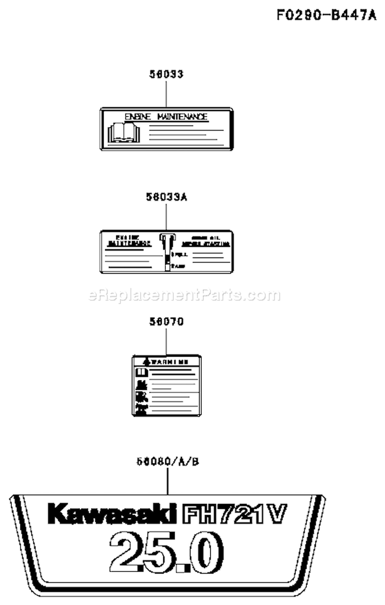 Page H Diagram and Parts List for FH721V HS21 Kawasaki Engine