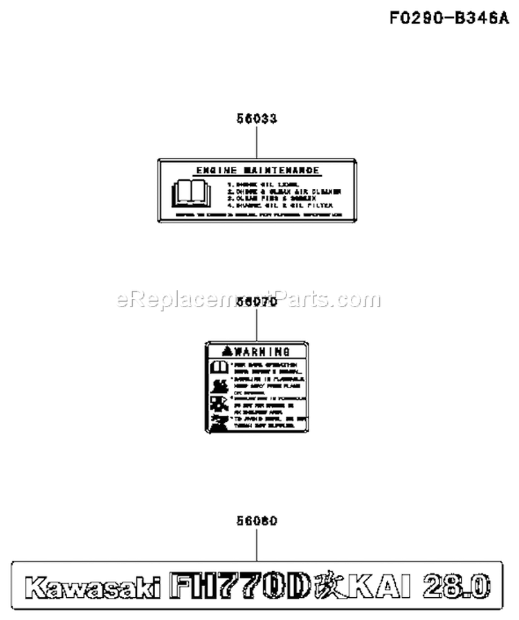 Page H Diagram and Parts List for FH770D-AS05  Kawasaki Engine