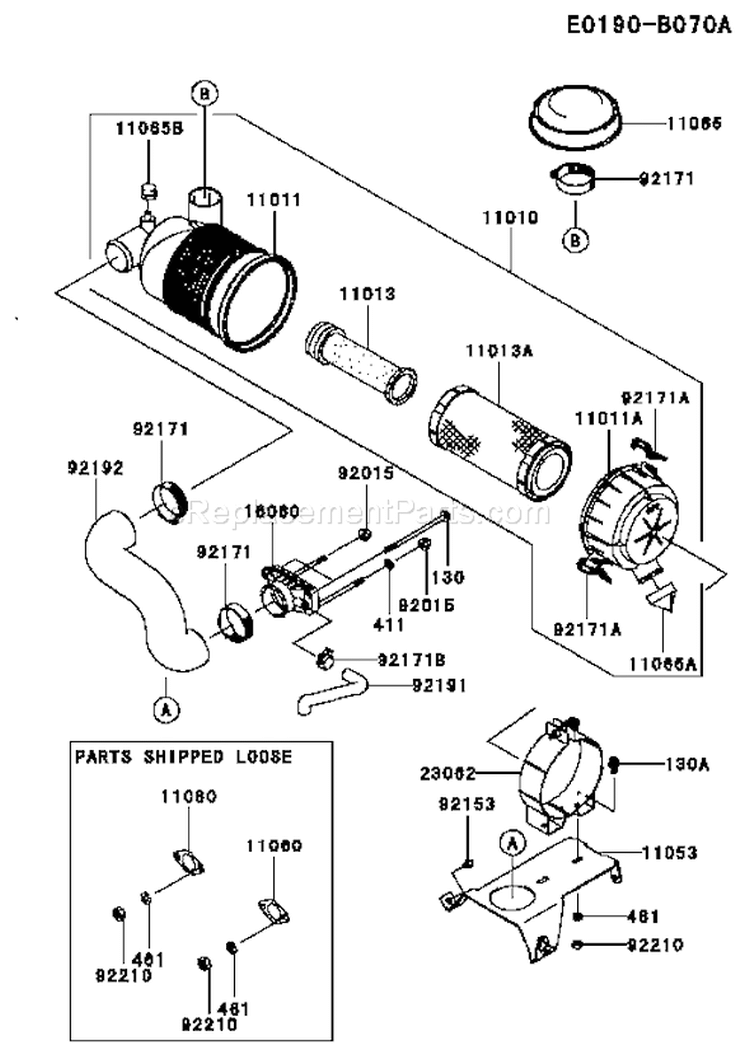 Page A Diagram and Parts List for FH770D-AS06  Kawasaki Engine
