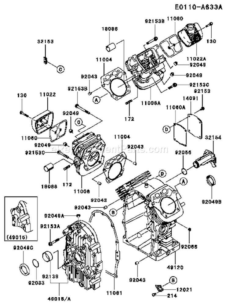 Page E Diagram and Parts List for FH770D-AS06  Kawasaki Engine