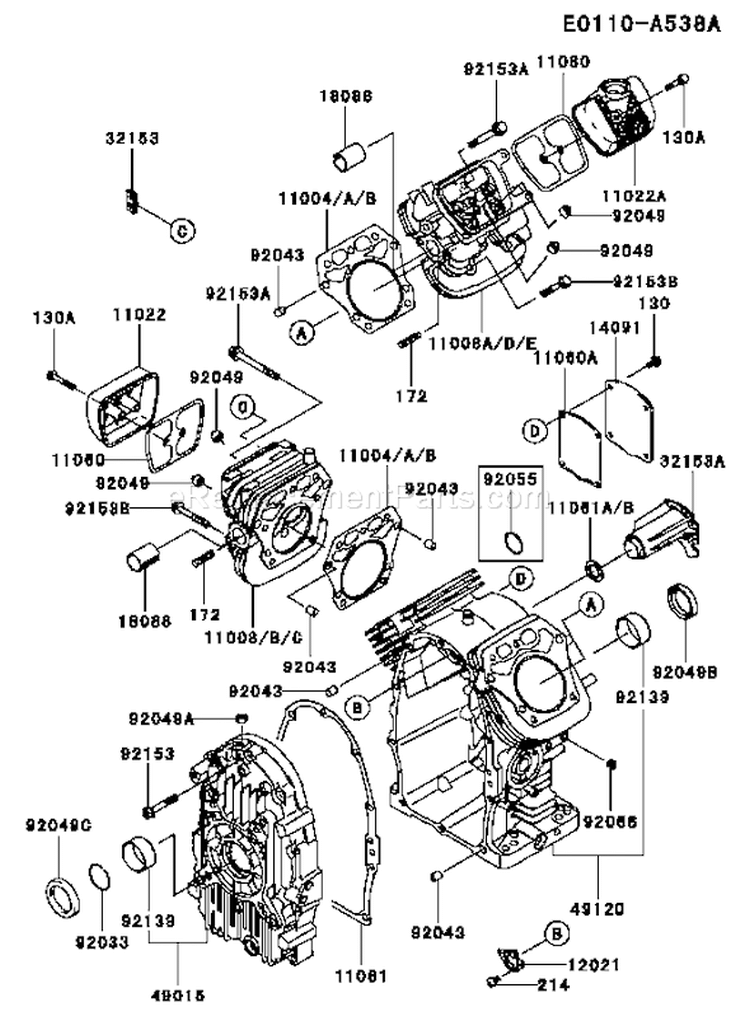 Page E Diagram and Parts List for FH770D-AS01  Kawasaki Engine
