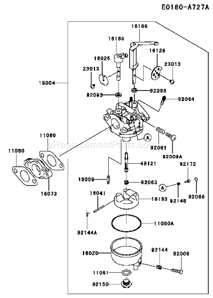 Page B Diagram and Parts List for FJ100D-AB50  Kawasaki Engine