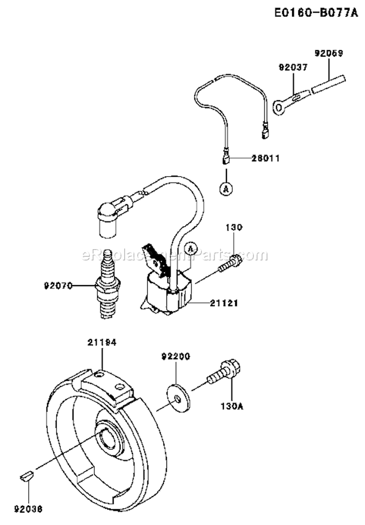 Page F Diagram and Parts List for FJ100D-AB50  Kawasaki Engine