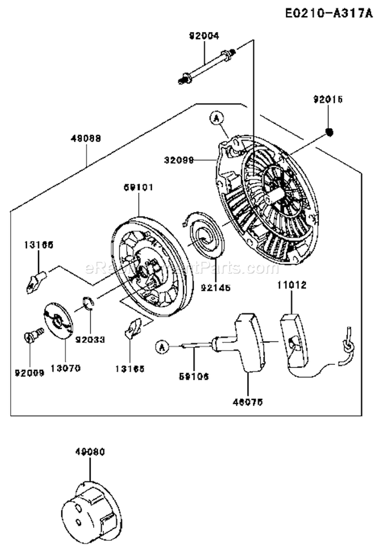 Page K Diagram and Parts List for FJ100D-AE50  Kawasaki Engine