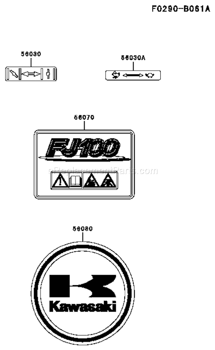 Page H Diagram and Parts List for FJ100D-AE50  Kawasaki Engine