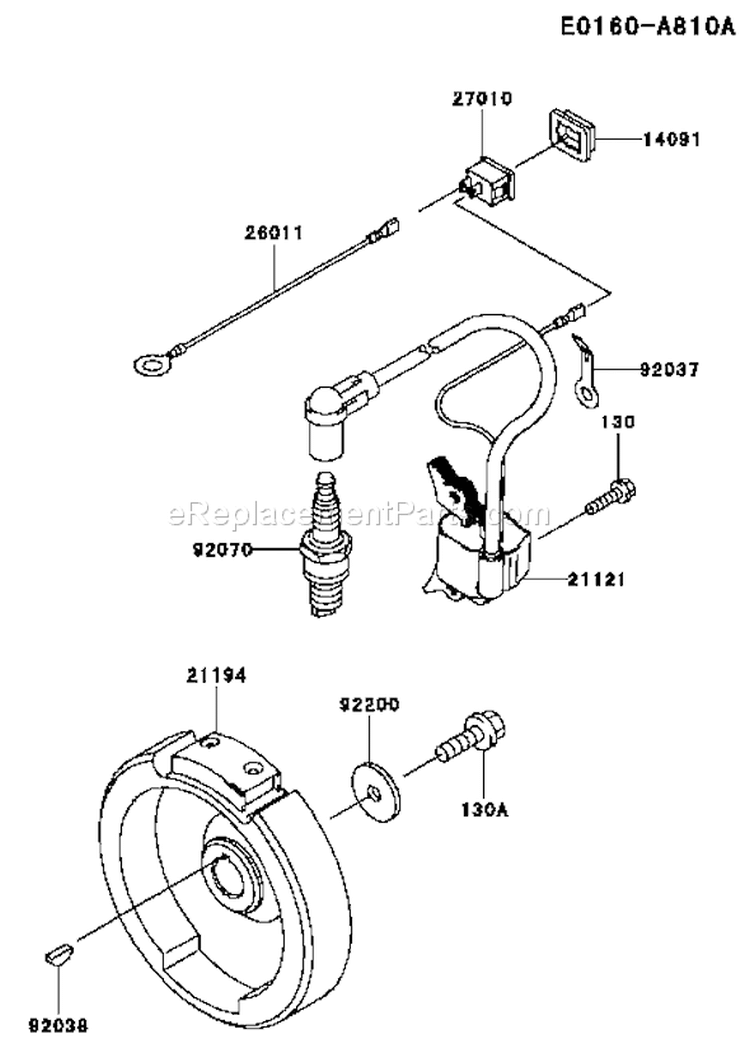 Page F Diagram and Parts List for FJ100D-AS00  Kawasaki Engine