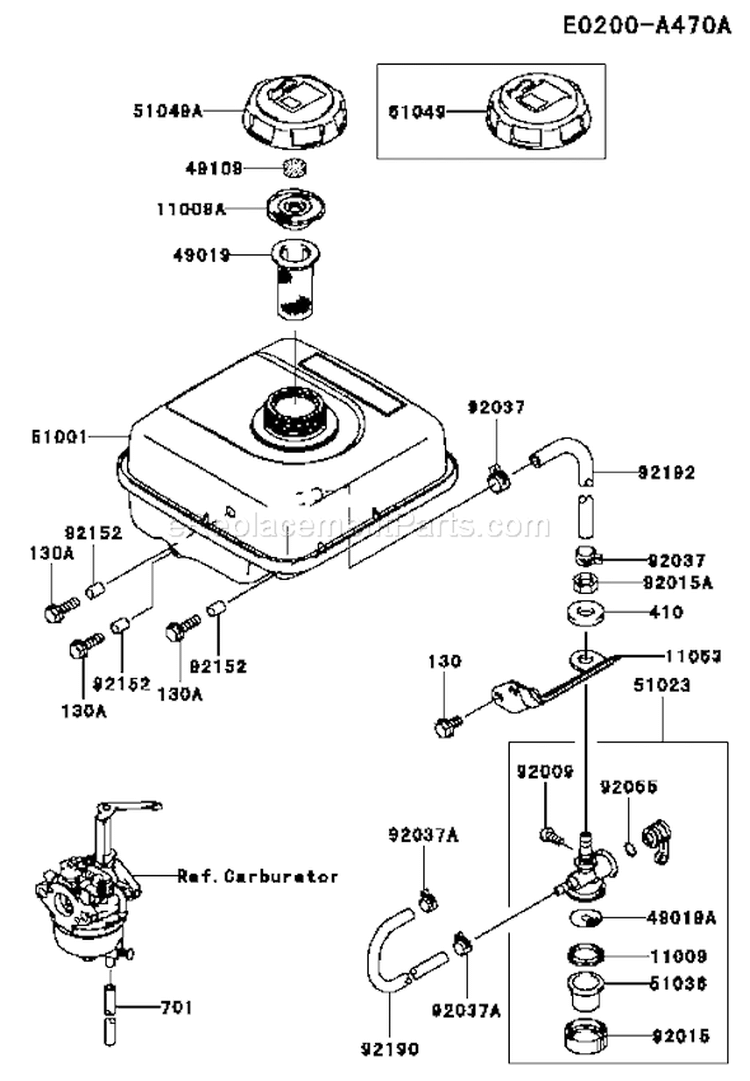Page G Diagram and Parts List for FJ100D-AS59  Kawasaki Engine