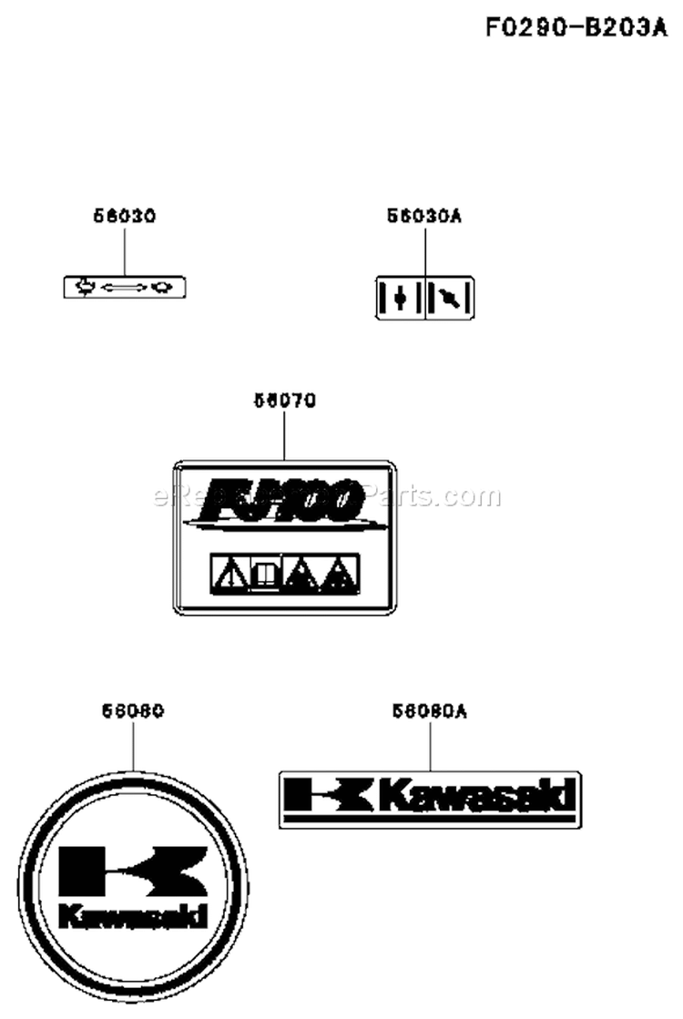 Page H Diagram and Parts List for FJ100D-AS59  Kawasaki Engine