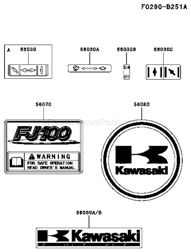 Page H Diagram and Parts List for FJ100D-AS00  Kawasaki Engine