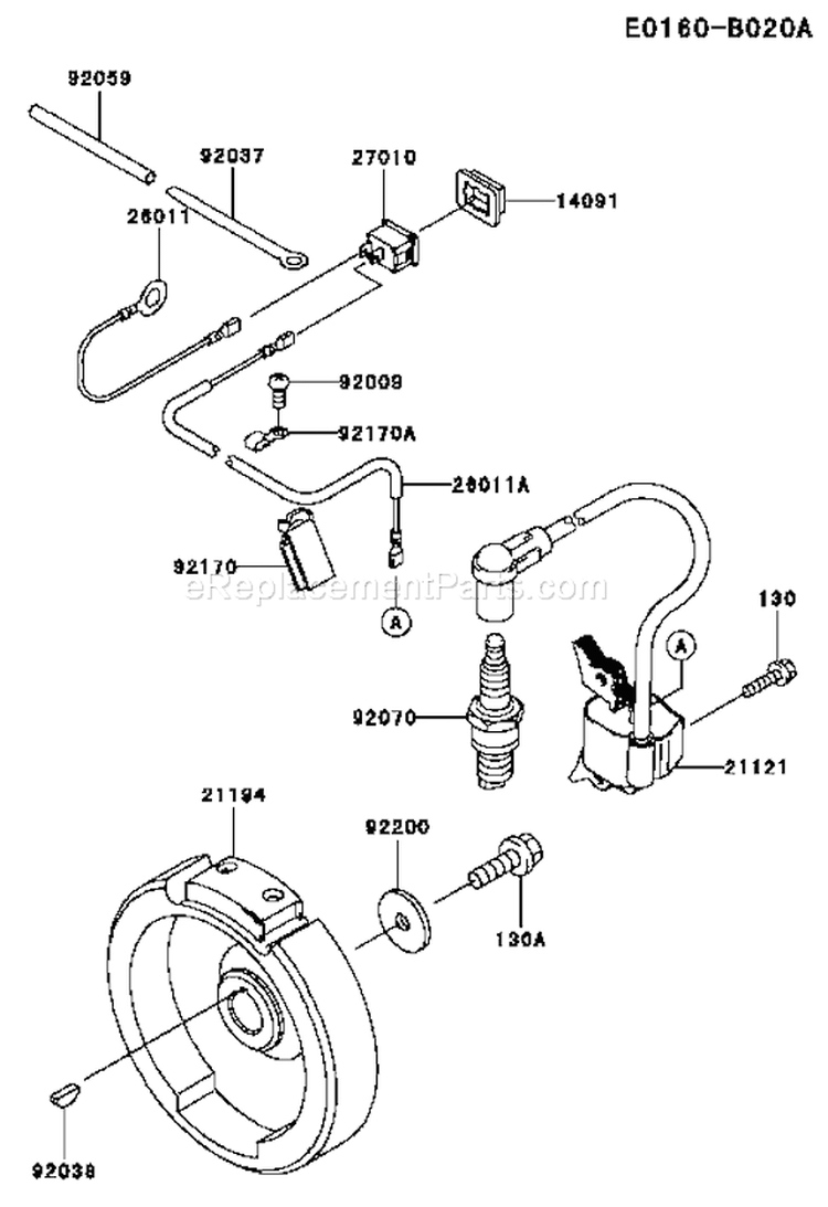 Page F Diagram and Parts List for FJ100D-BS00  Kawasaki Engine