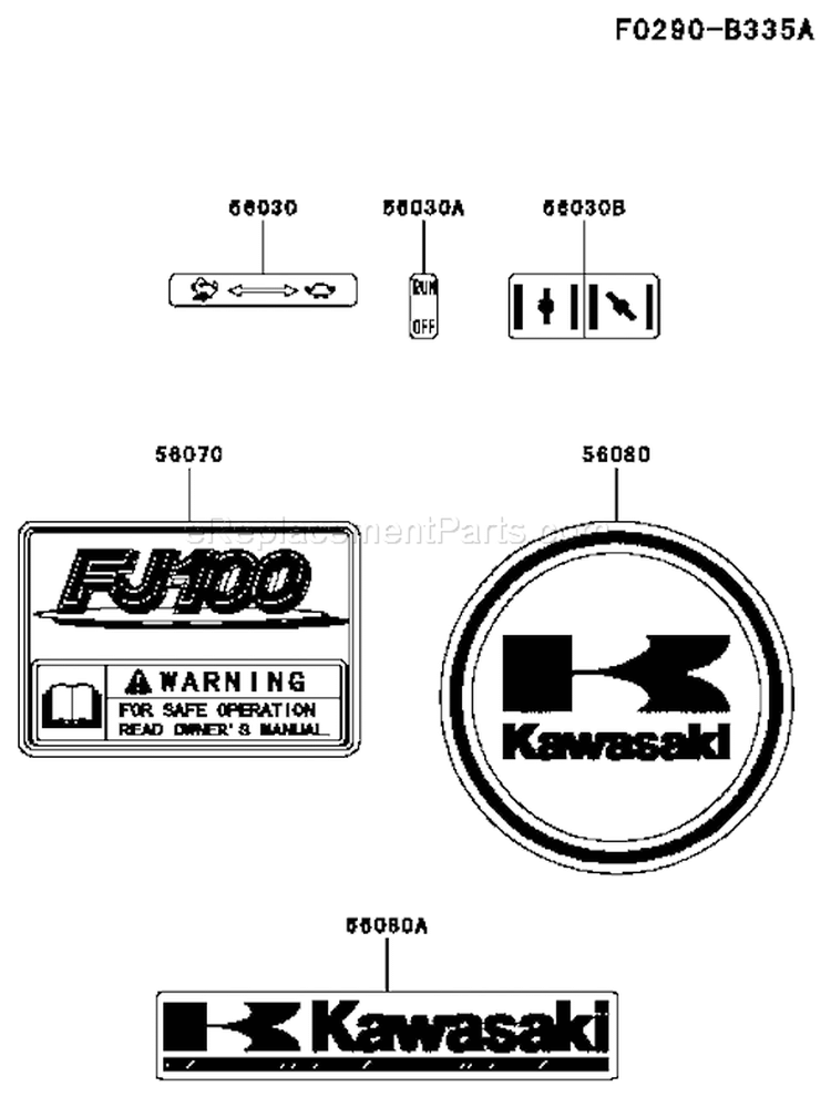Page H Diagram and Parts List for FJ100D-DS00  Kawasaki Engine